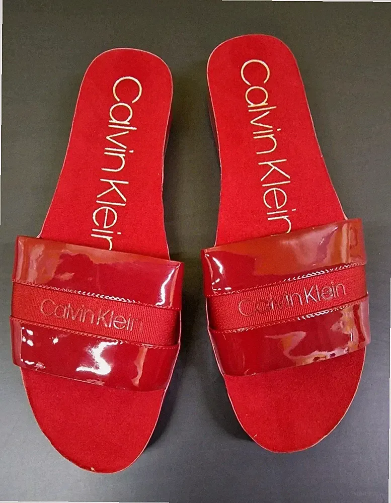 Calvin Klein Maddison Slipper Pantoletten Sandalen in Rot - UK 7 / EU 40 / US 9,5