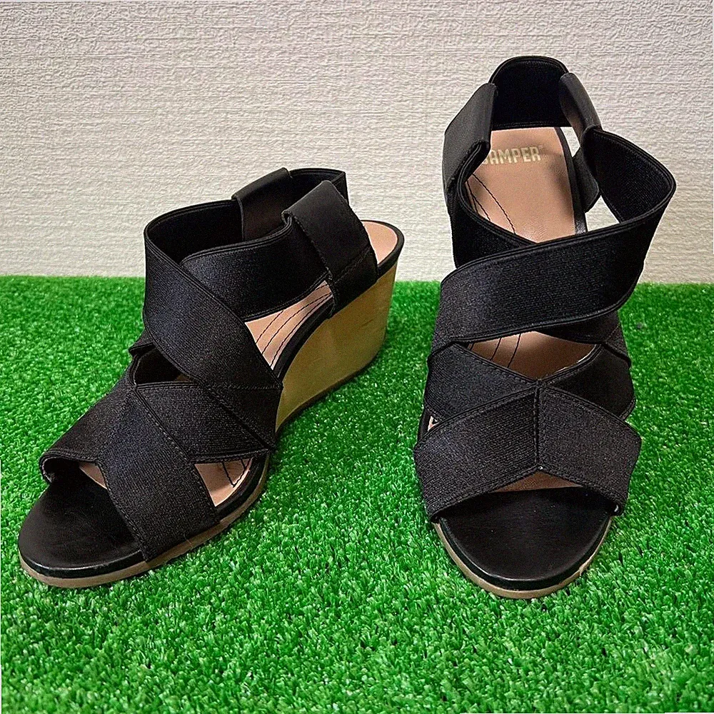 Camper Damen Keilabsatz Pumps US6 / 23cm Schwarz Gebraucht