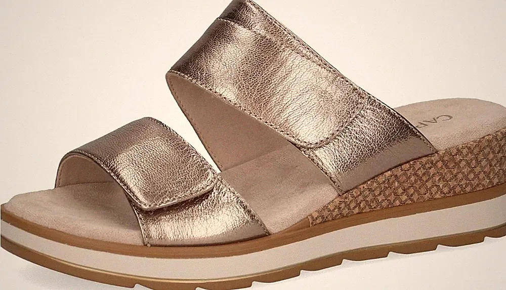 Caprice 9-27250-42 Riemchen Sandalen Leder Taupe Keilabsatz 5,5 cm SALE