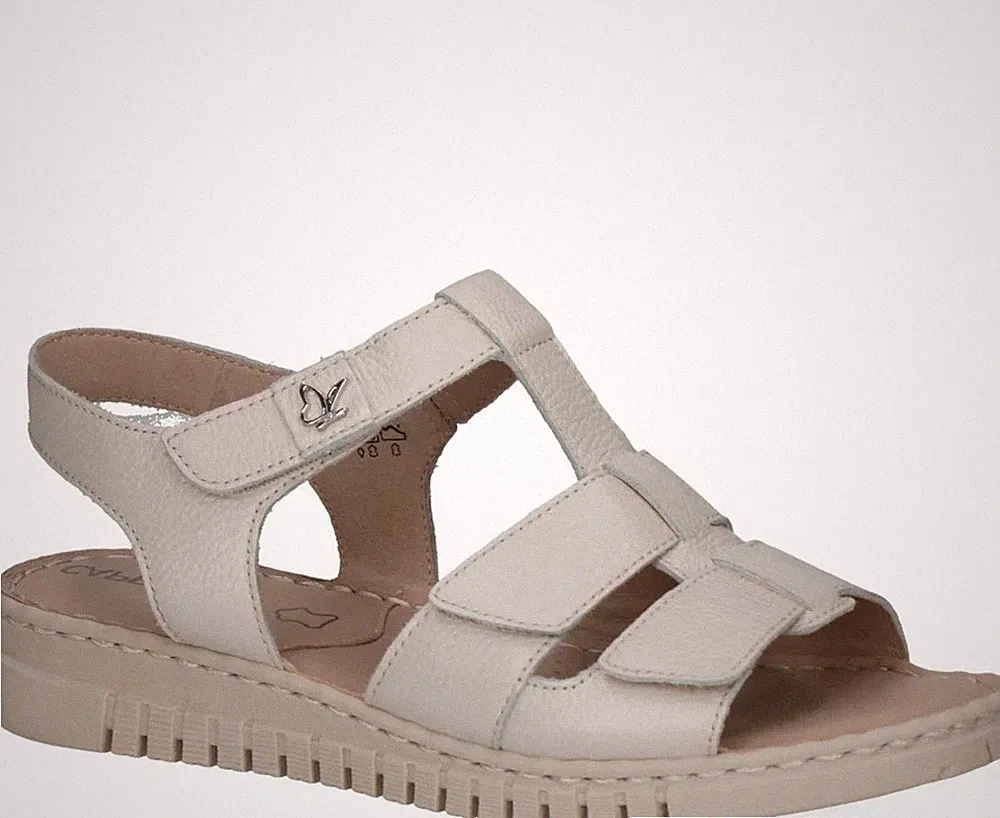 Caprice Damen Beige Keilabsatz Ledersandalen Peeptoe Freizeit 9-28102-44119