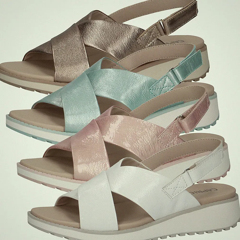 Caprice Damen Sandale Slingback Kreuzriemen Keilabsatz 9-28703-42