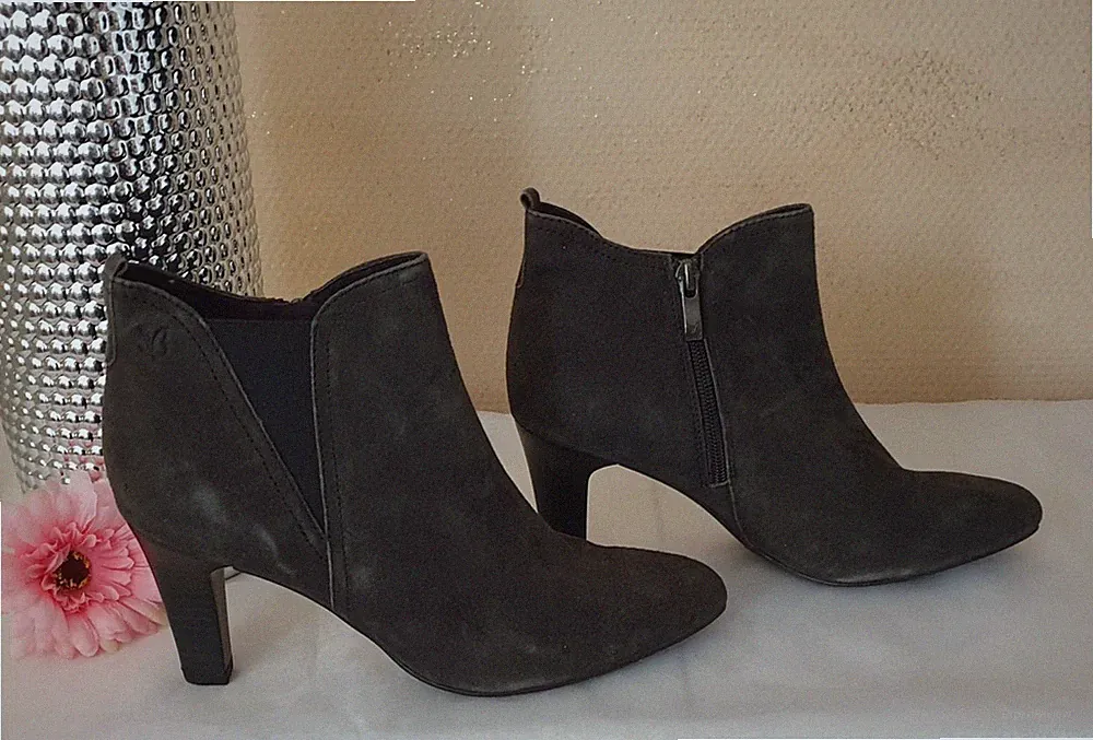 Caprice Damen Wildleder Schuhe Pumps Stiefelette Boots grau Gr. 38