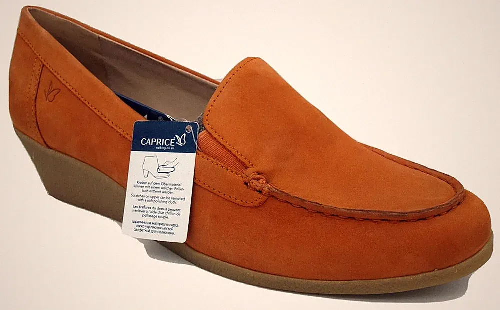 Caprice Damenschuhe Slipper Weite G orange Keilabsatz Neu 540/2