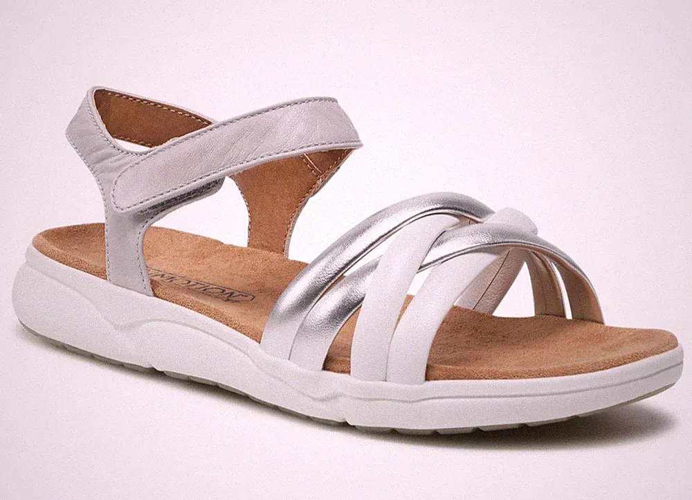 Caprice Riemchensandalen 9-2828 Leder weiß und silber Keilabsatz 3 cm SALE