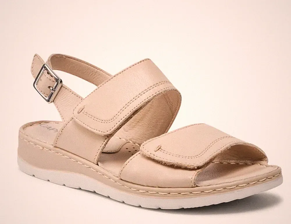 Caprice Sandalen 9-28153-20 Leder beige Memory Foam Keilabsatz 2 cm SALE