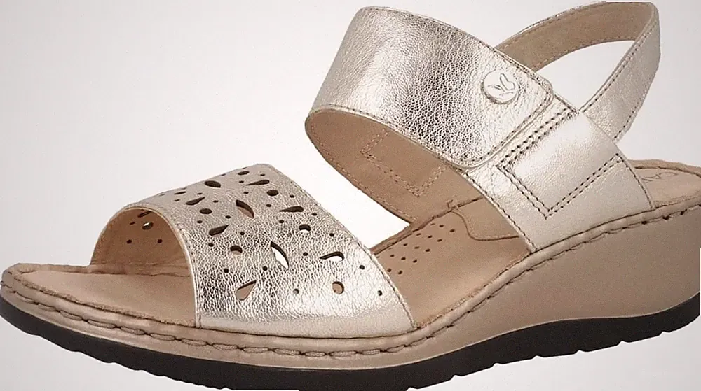 Caprice Sandalen 9-28253-20 Leder Platin Keilabsatz 5 cm SALE