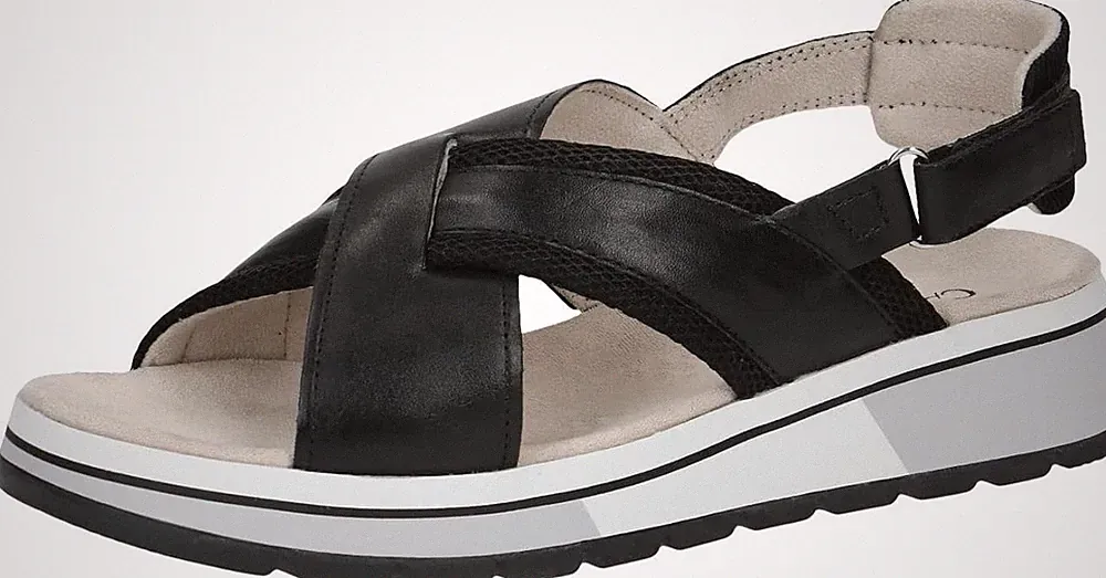 Caprice Sandalen 9-28704-20 Leder schwarz Climotion Keilabsatz 4 cm SALE