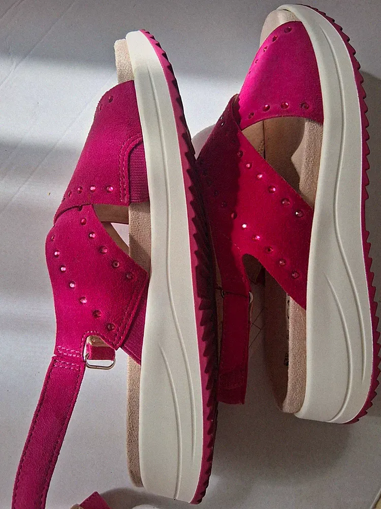 CAPRICE SANDALETTE Slingback pink Gr.38 Nappaleder Strass