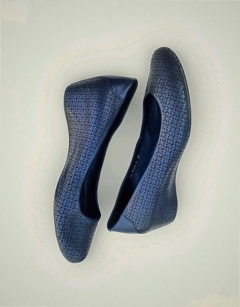 CARLO PAZOLINI Schuhe blau Leder Keilabsatz mit Perforation 6/37