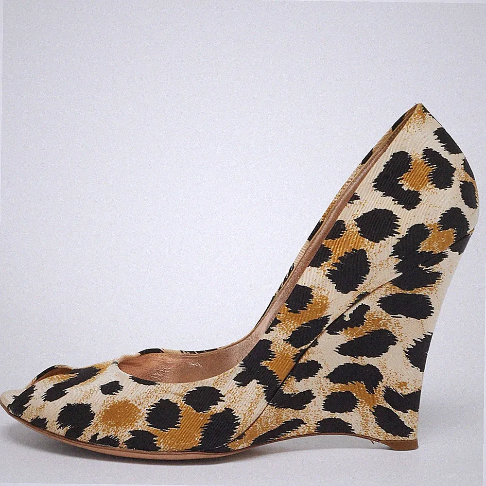 Canvas-Keilabsatz-Sandalen