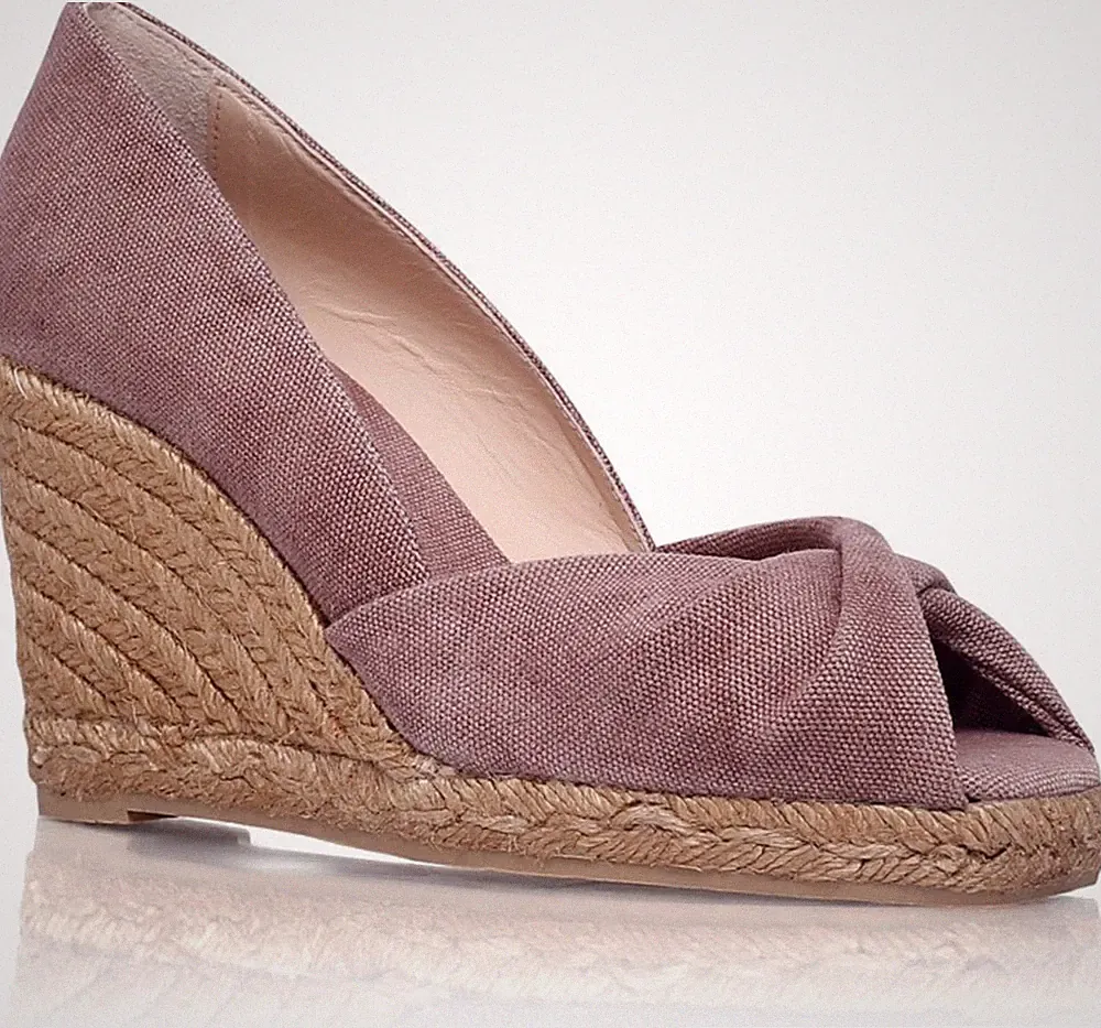 Castañer Tulsa 8 Damen-Espadrille-Sandalen UK 3 EU 36 rosa Canvas Keilabsatz