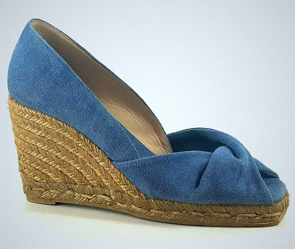 Castañer Tulsa Damen-Espadrille-Sandalen UK 3 EU 36 dunkelblau Canvas Keilabsatz