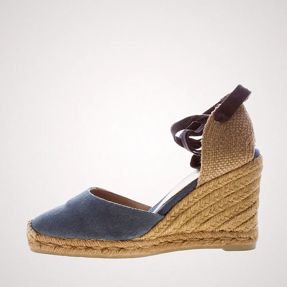CASTANER damen schuhe Blaue Jeans Bio-Stoff Carina 8 Keil Espadrilles