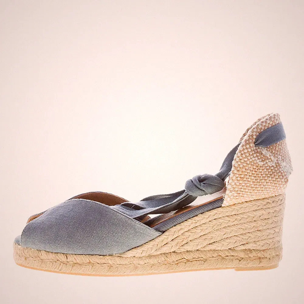 CASTANER damen schuhe Hellblauer Bio-Stoff Bilina Keil Espadrilles Schnürung