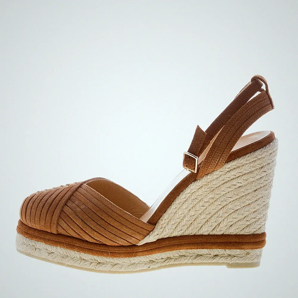 CASTANER Damenschuhe Scarpa Espadrilles Colina 186 Wildleder braun Keilabsatz 12