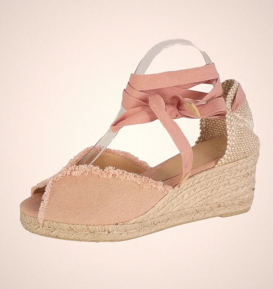 Castaner Espadrille Keilabsatz Sandalen Rose Rosa Canvas Brianda UK 7 EU40 Urlaub