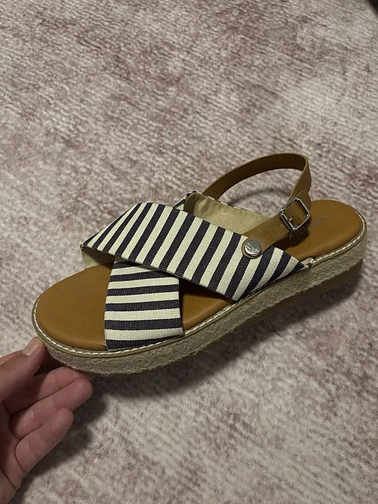 CATWALK Damen Sandalen Keilabsatz Riemchen gestreift Schnalle EU 41