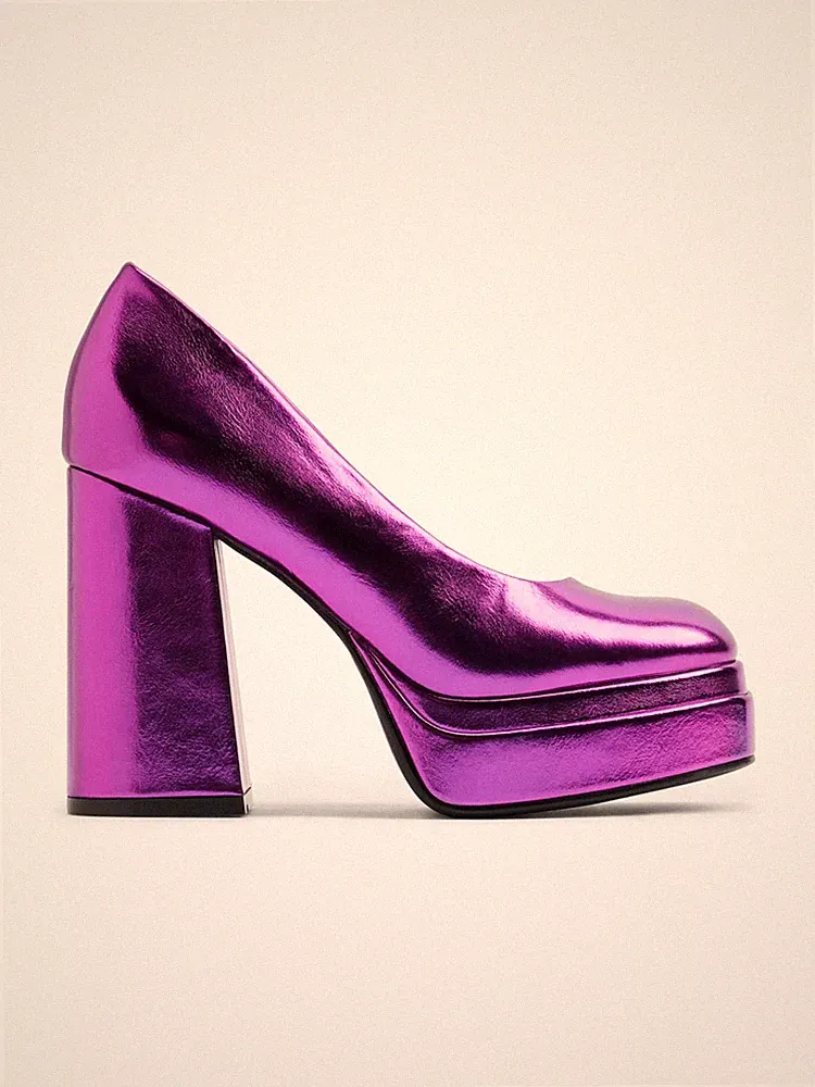 Catwalk Plateau Pumps, Keilabsatz 11 cm,70er Style, LILA ,Gr.38, Silvester Party