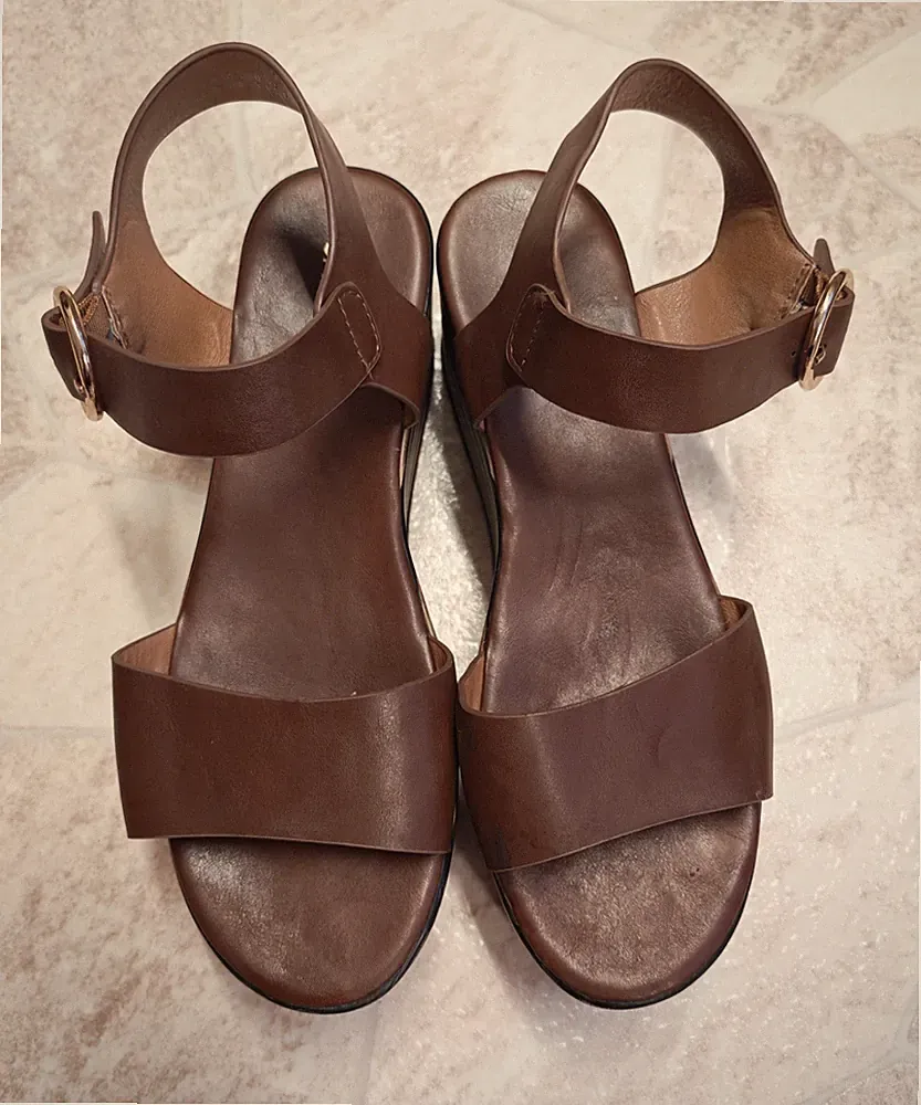 CATWALK Plateau Sandalen Braun – Gr. 38 – Keilabsatz Gestreift – Boho Style