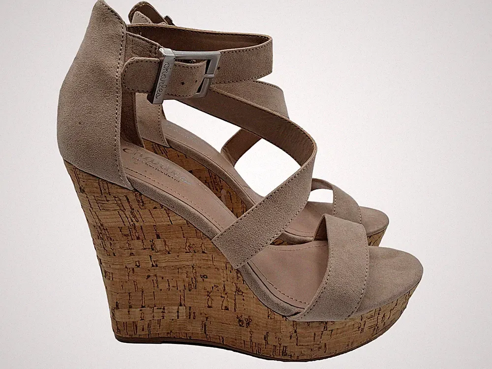 Charles by Charles David Wedges Keilabsatz Sandalen Beige Gr. 38 Kork