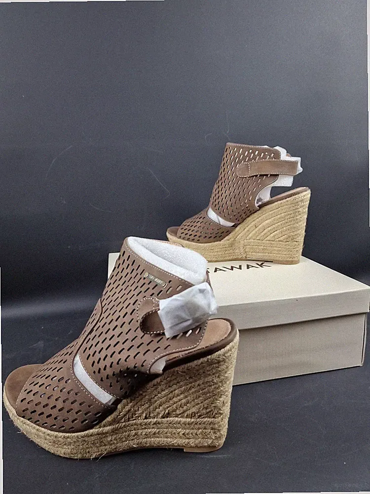 Chattawak Danube Damen Keilabsatz Riemchen Sandalen Braun perforiert EU 41