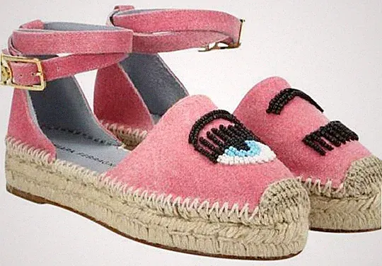 CHIARA FERRAGNI 30mm Flirting Eye Shaded Denim Espadrilles, Pink UK 3 - EUR 36
