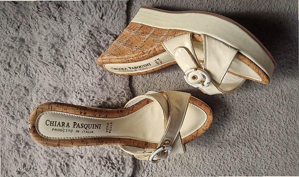 Chiara Pasquini Plateau-Sandalen aus Leder 100% handgefertigt in Italien