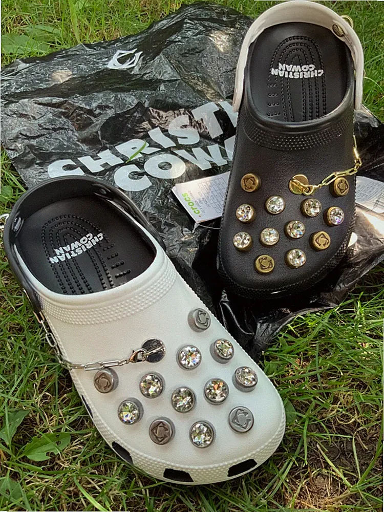 CHRISTIAN COWAN CROCS Yin-Yang Bling Shoes Unisex Classic Clog Jibbitz EU 38-39