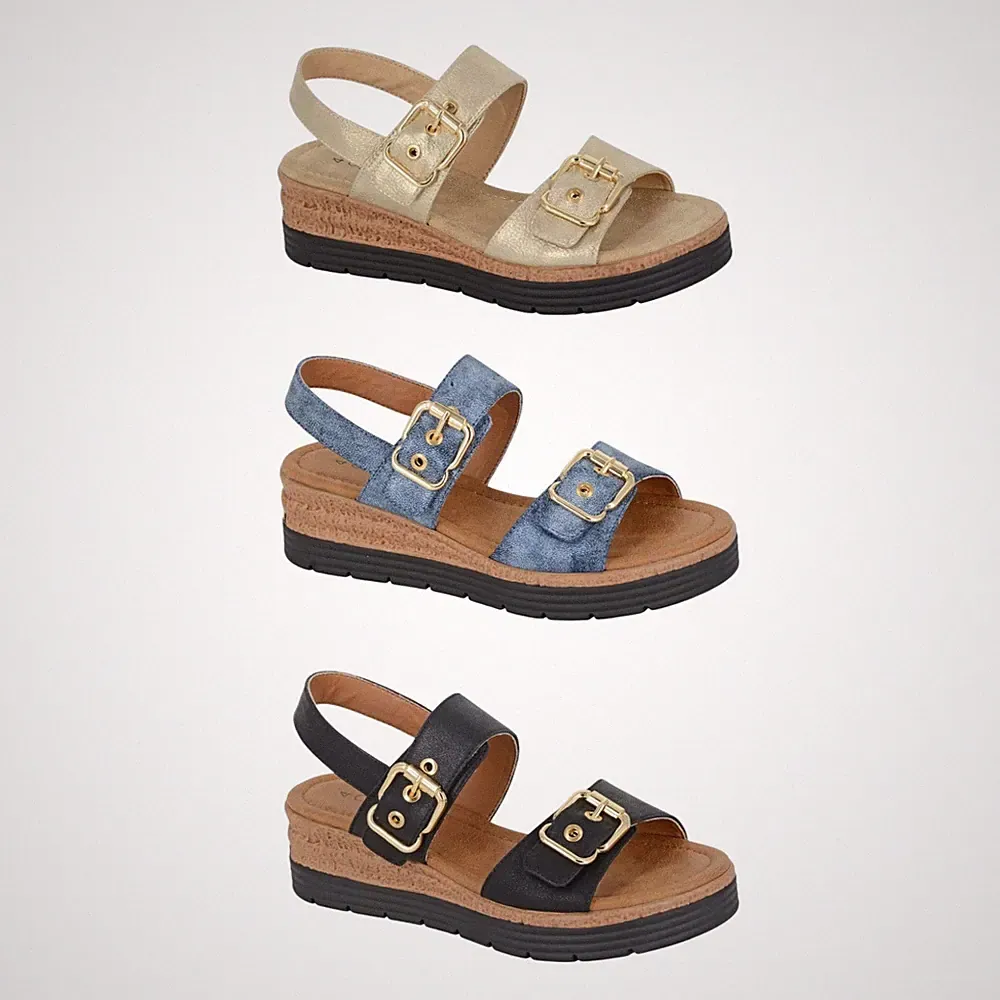 Cipriata bequeme Damenschuhe Keilsandalen doppelte Schnalle Touch-Verschluss Größe 3-8