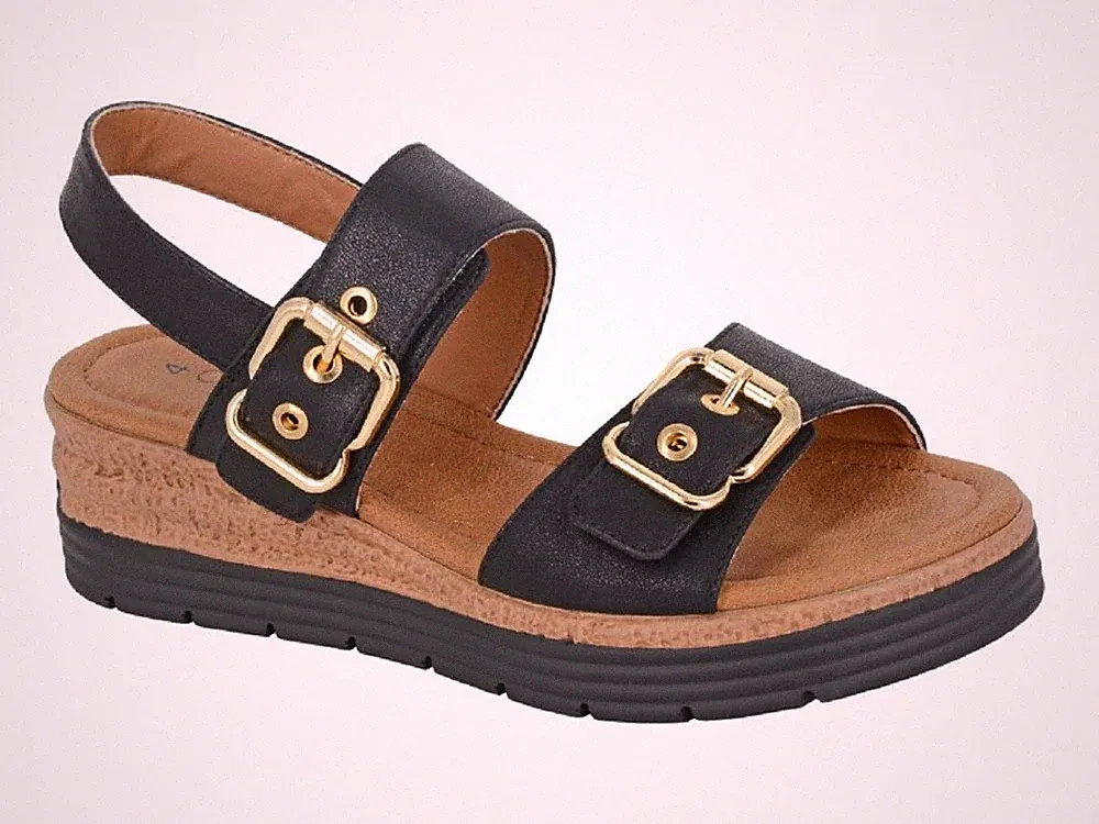 Cipriata Milia L631 modische Damen-Keilsandalen mit doppelter Schnalle Touch-Verschluss