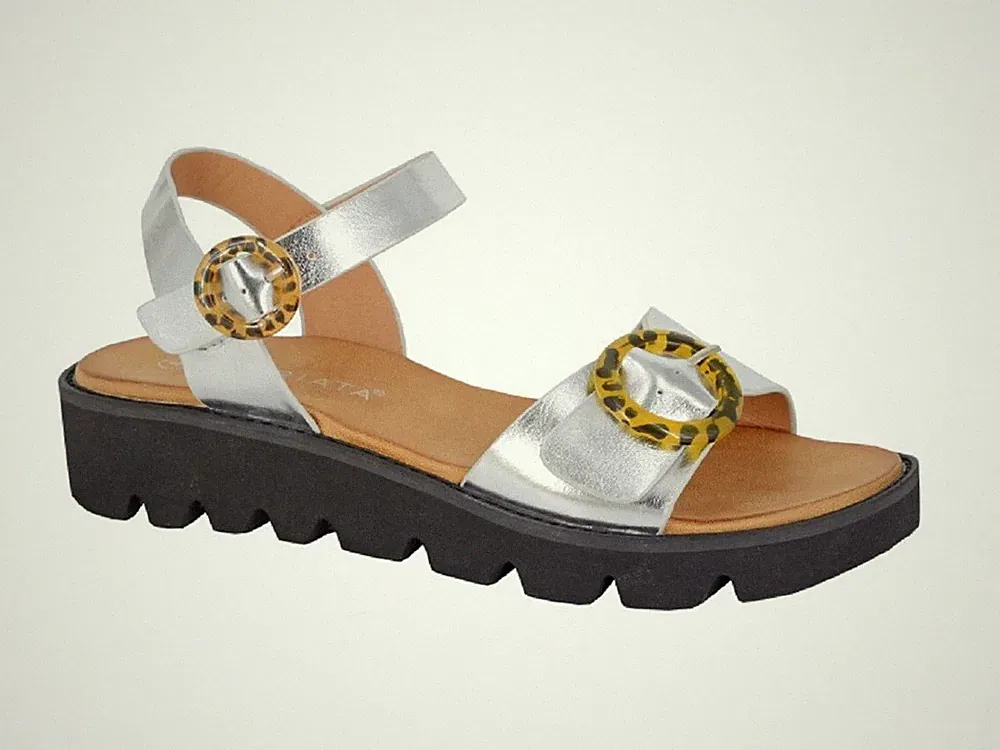 Cipriata Mimi L282 Damen Neckholder Rücken Doppelschnalle Keilabsatz Sommersandalen