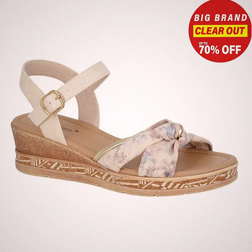 Cipriata Sarina Damen Sommer Plateau Keilabsatz Sandalen Beige, Schnalle