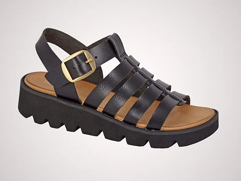 Cipriata T-Bar Neckholder Keilsandalen Stil 415 Azia Farbe schwarz neu 3-8