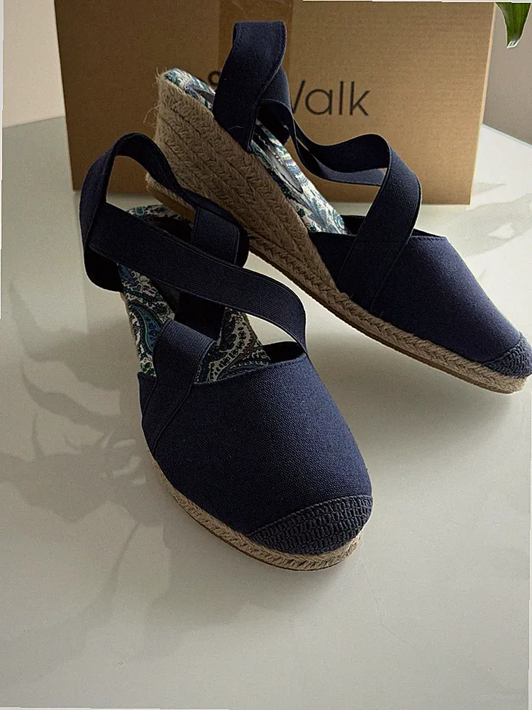 City Walk Damen Espadrille-Sandalen Keilabsatz mittel Blau Paisley Gr. 40