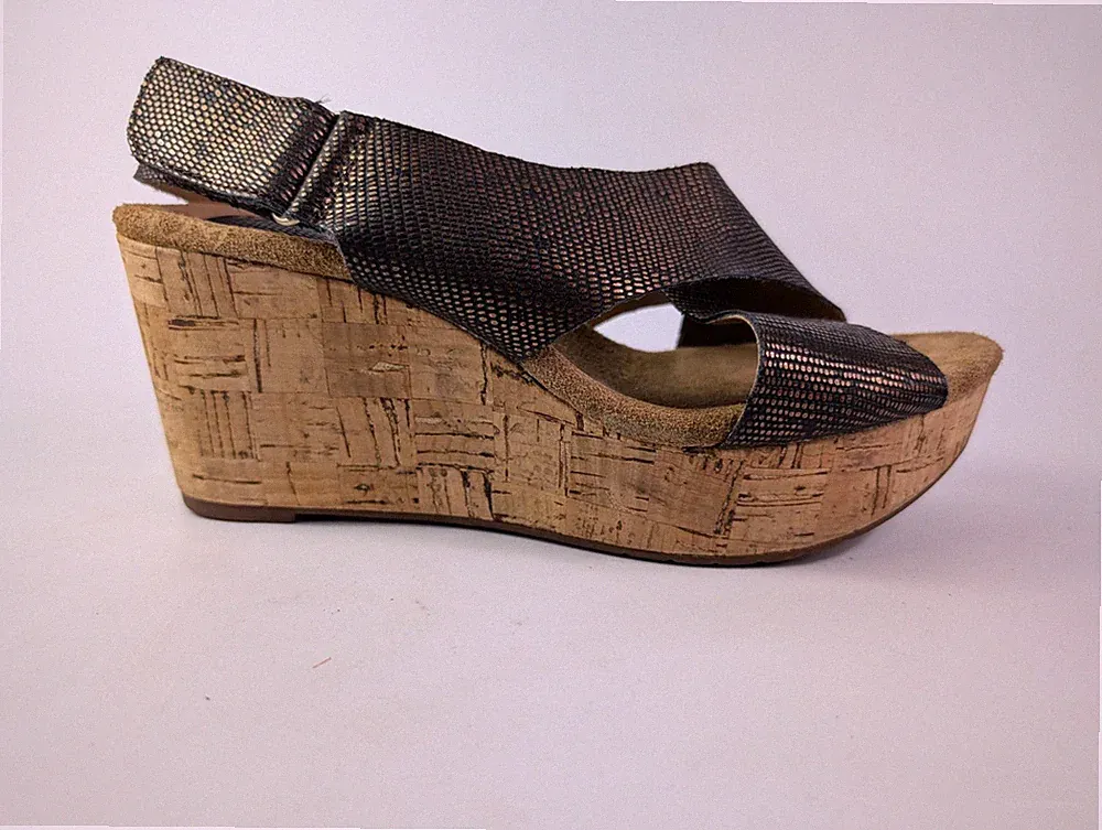 Clarks Artisan Bronze Leder Keilabsatz Plateau Sandalen UK 5 EU 38