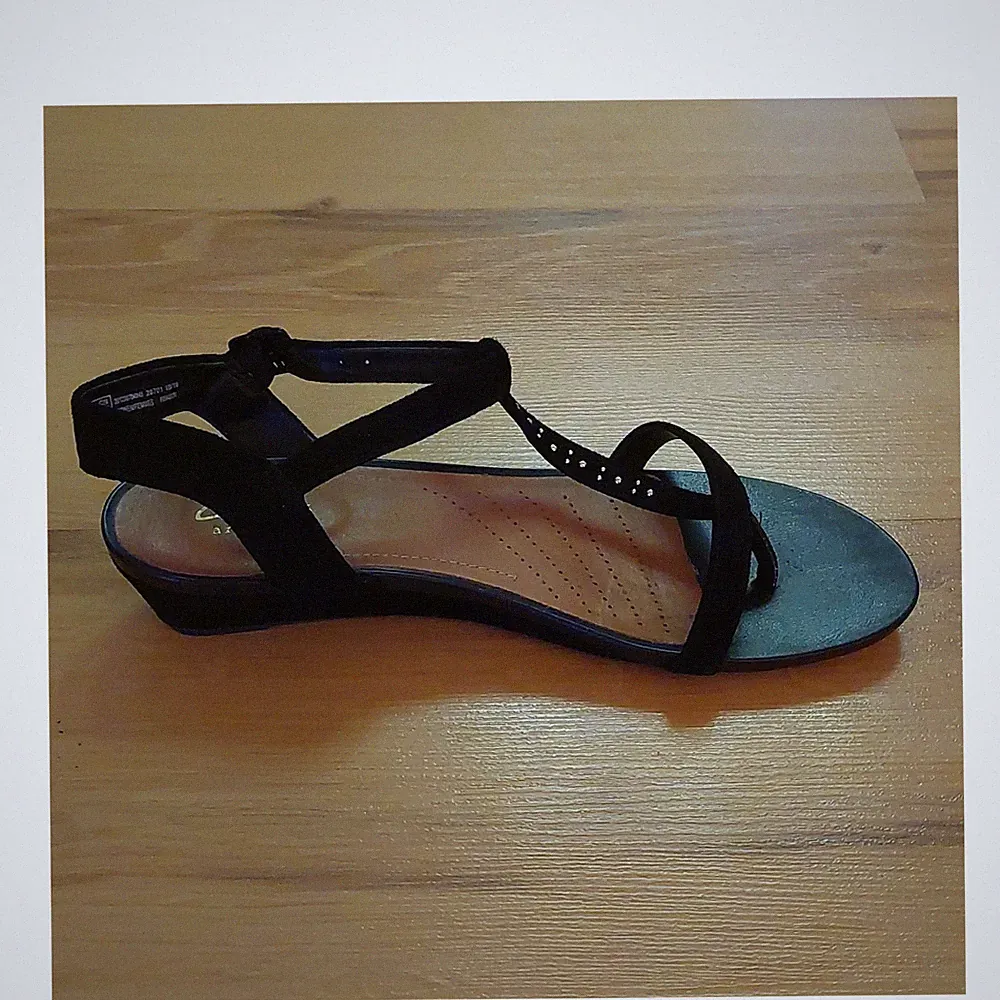 Clarks Artisan Damen Sandalen Wildleder Schwarz Keilabsatz 37 1/2