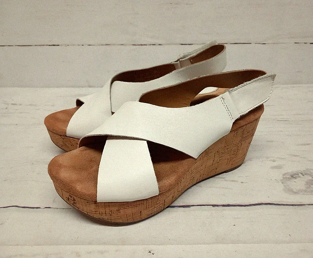 Clarks Artisan Plateau Sandalen Damen Komfort Weiß Leder UK Größe 5 D / 38