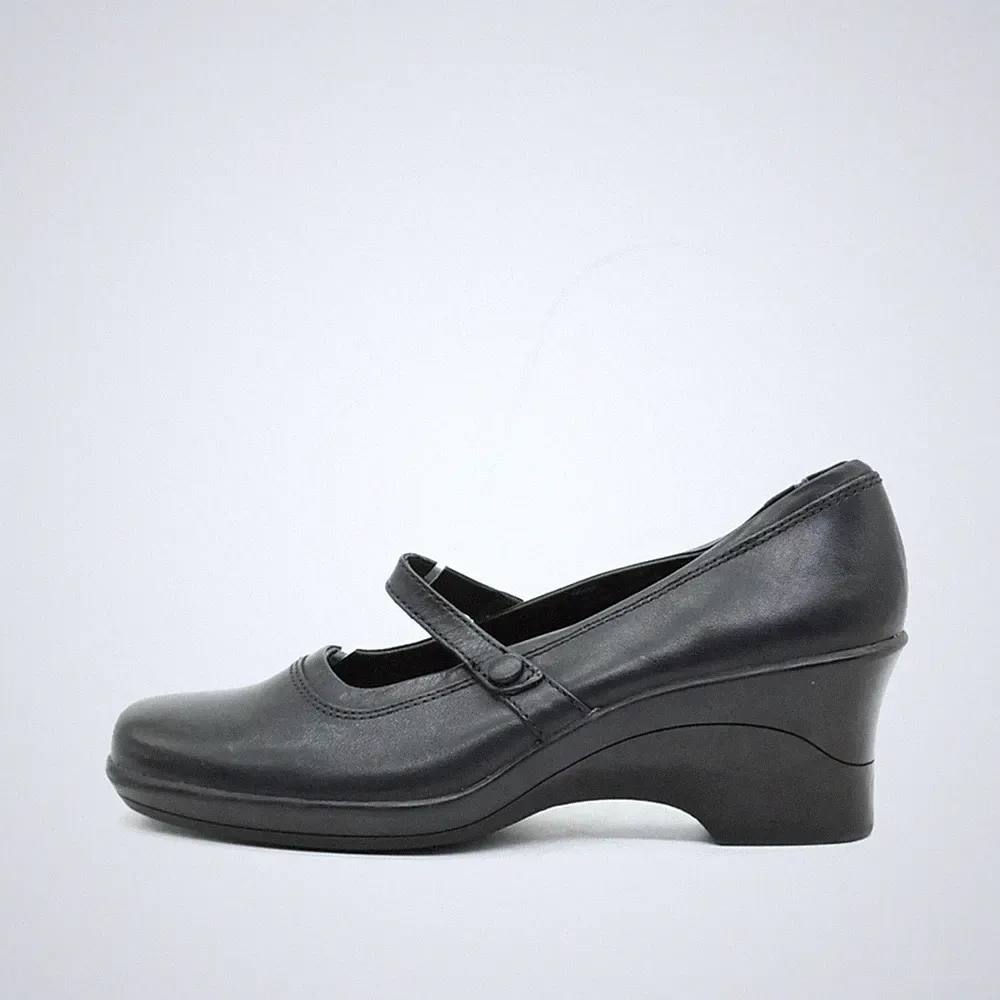 Clarks Damen 79509 Pumps Schwarz Leder Gepolstertes Fußbett Mary Jane EU 36