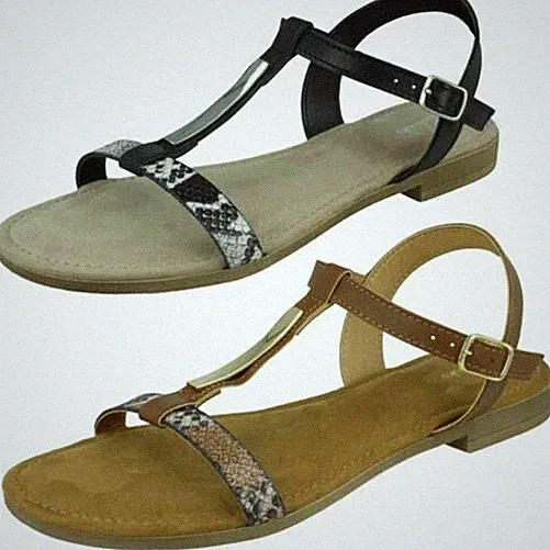 Clarks Damen Ledersandalen mit T-Riemen und Schnalle Axelle Ray, Offene Zehen