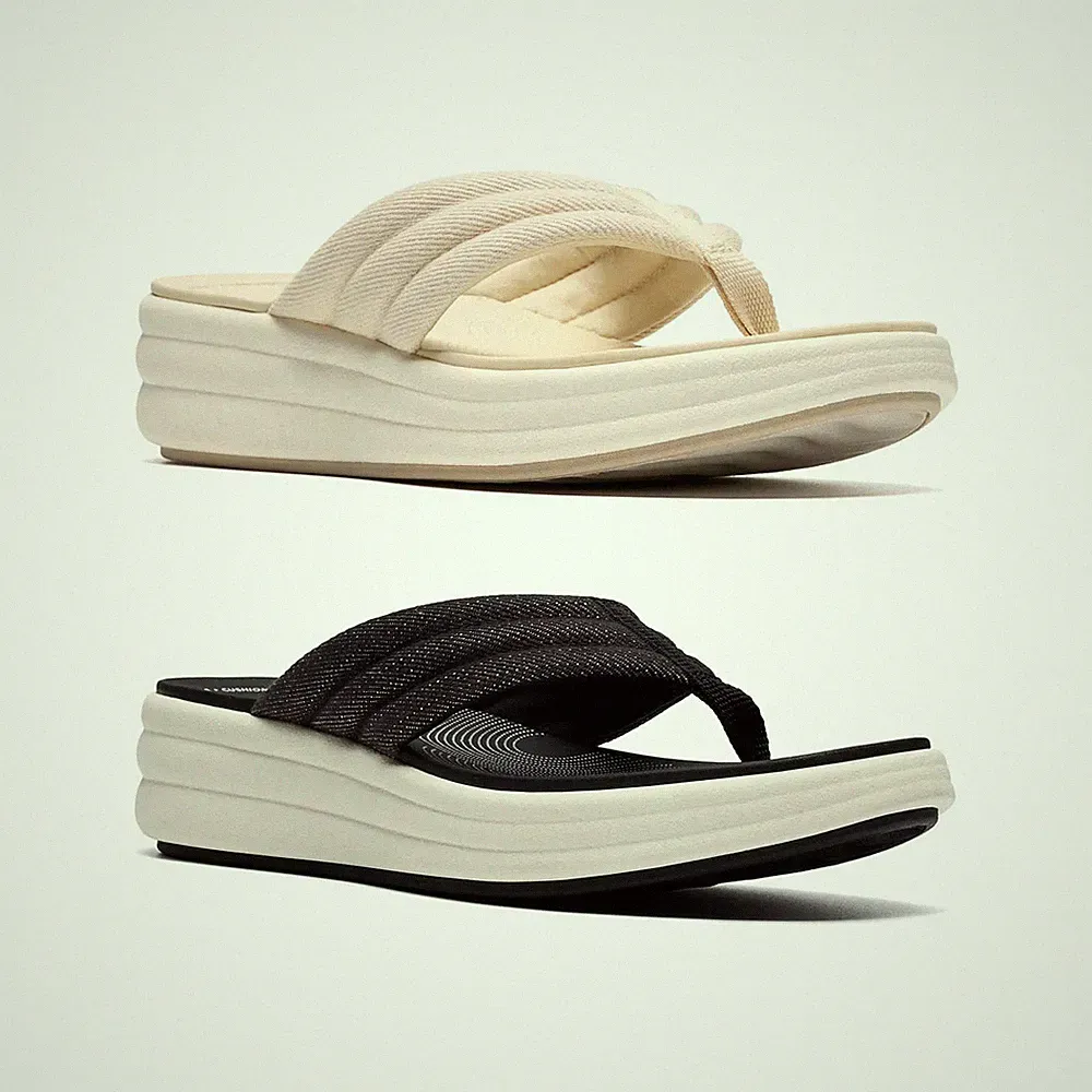 Clarks Damen SANDAL DRIFT CARMEN CLOUDSTEPPER Flip Flop Sandale Schuh schwarz creme
