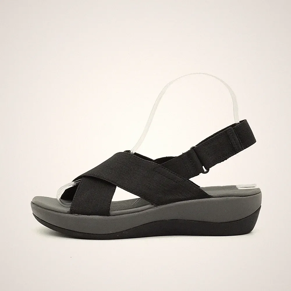 Clarks Damen Sandale EU 36 Un Adorn Zip Schwarz Textil Komfortsandalen