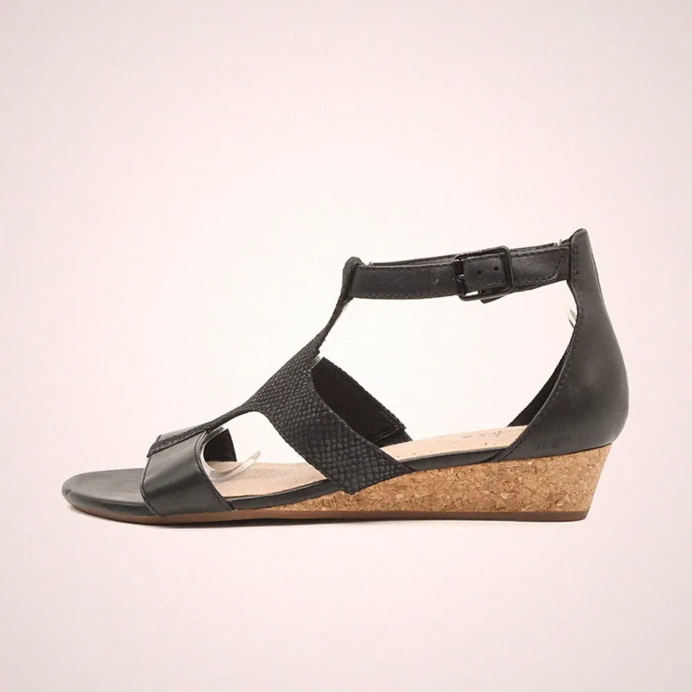 Clarks Damen Sandalen EU 38 Collection Schwarz Ergonomisches Fußbett