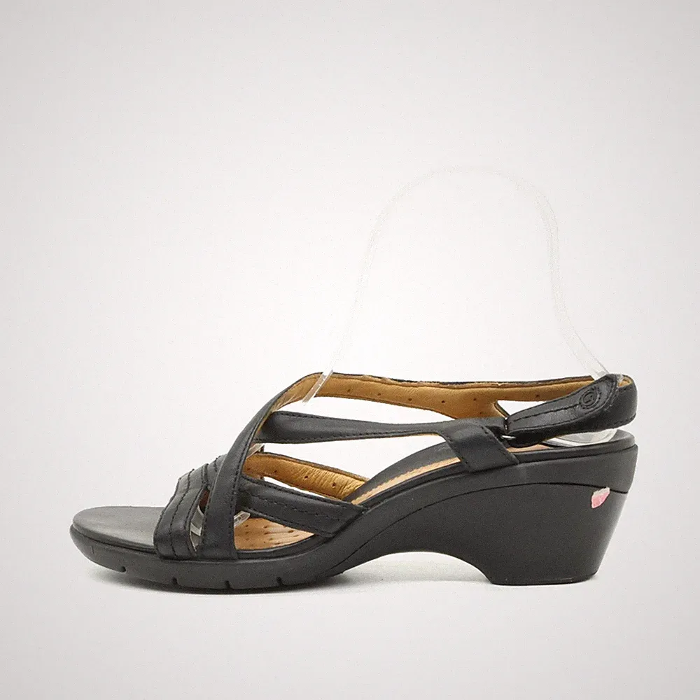 Clarks Damen Sandalen EU 38 Unstructured Schwarz Atmungsaktiv, Komfort-Fußbett