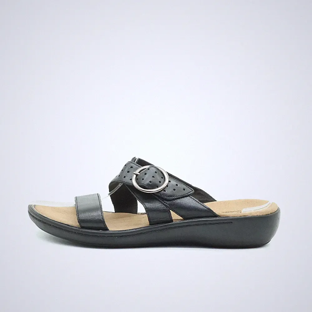 Clarks Damen Sandalen EU 39 65213 Schwarz Leder Komfort Komfort-Slipper