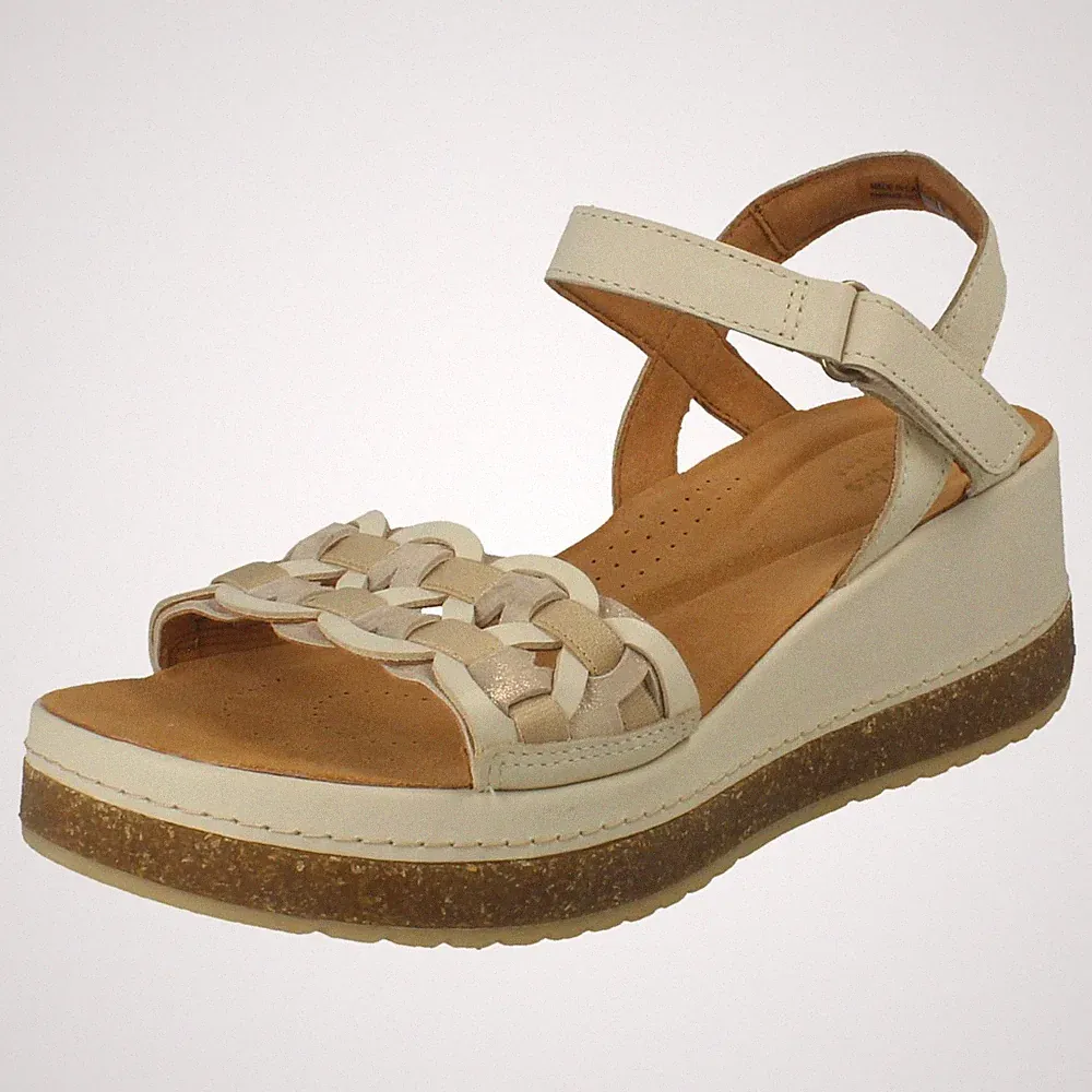 Clarks Damen-Sandalen Leder Keilabsatz offene Zehenpartie Riemen Sommer Schuhe – Kassanda Bar
