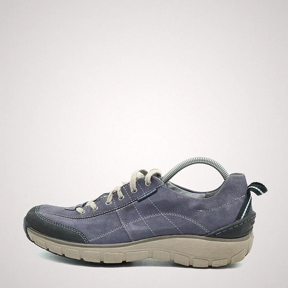 Clarks Damen Wavewalk Schnürschuhe Blau Leder Atmungsaktiv Outdoor EU 39,5