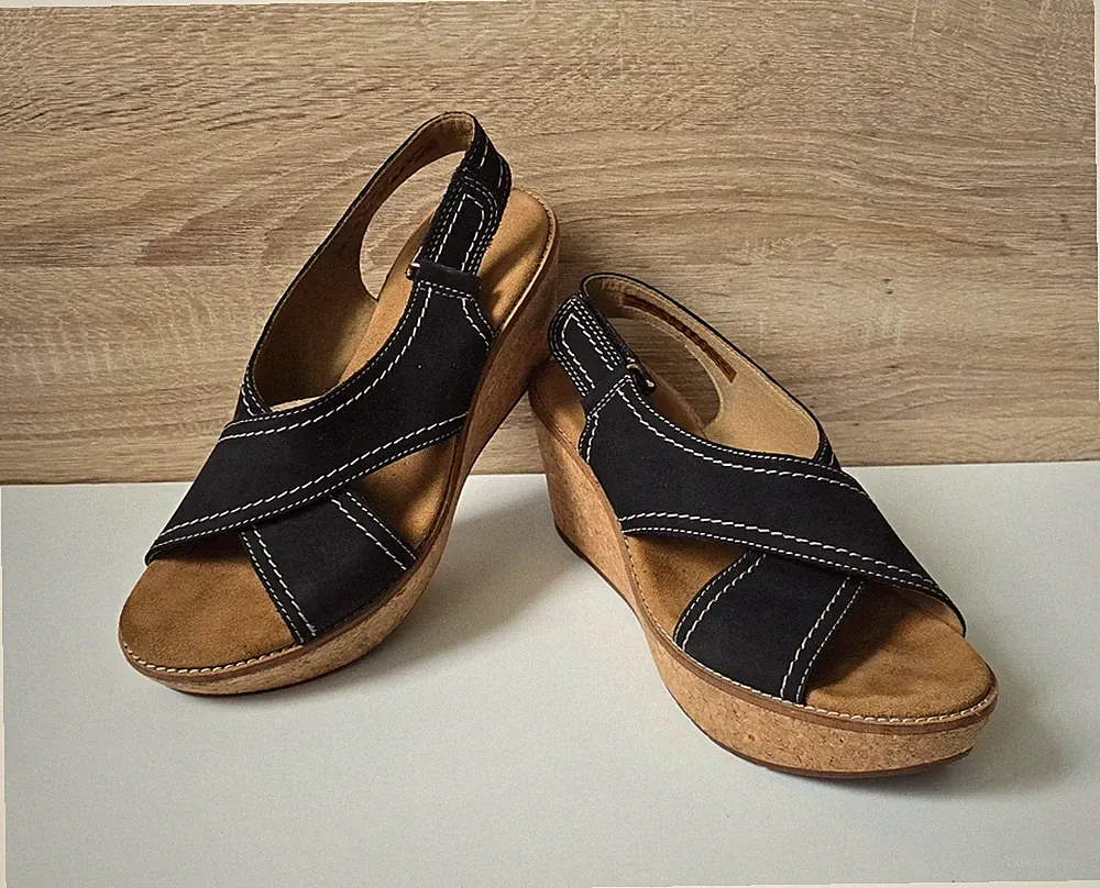 Clarks Kassanda Step Keilsandalette Sandaletten Sandalen Gr. 6 = 39 – 39,5