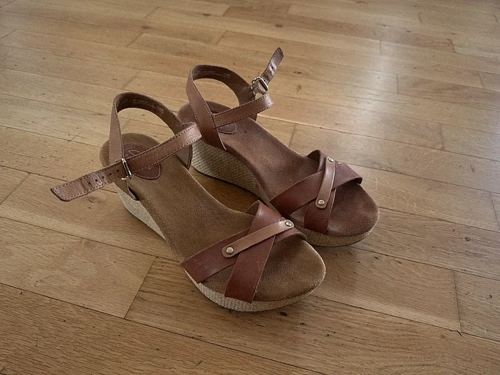 Clarks Keilabsatz Sandalen braun platform - Gr. 41