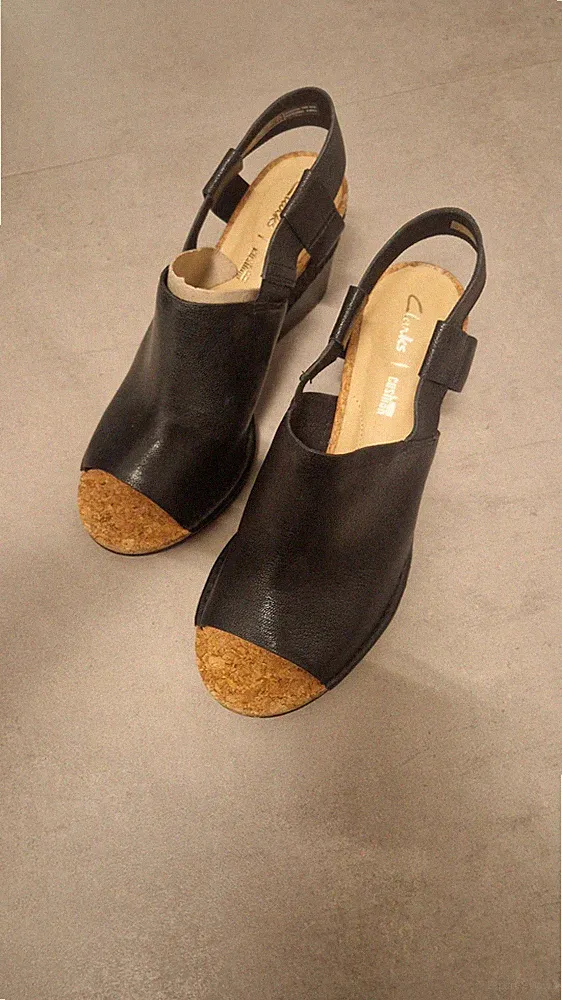 Clarks Originals Damen Sandalen mit Keilabsatz Leder 6,5 Neu ohne Karton