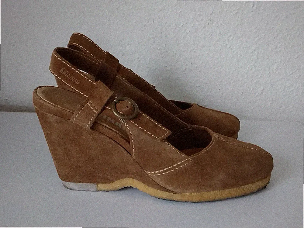 Clarks Originals Damenschuhe Keilabsatz Sandalen, Gr. 38, Braun, Leder